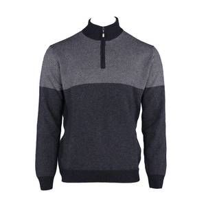 NEW PASHMERE men's pure cashmere angled half zip sweater in carbon